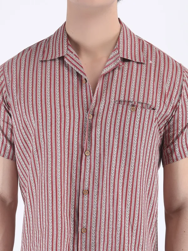 Red_And_Grey_Cotton_Striped_Summer_Shirt_For_Men