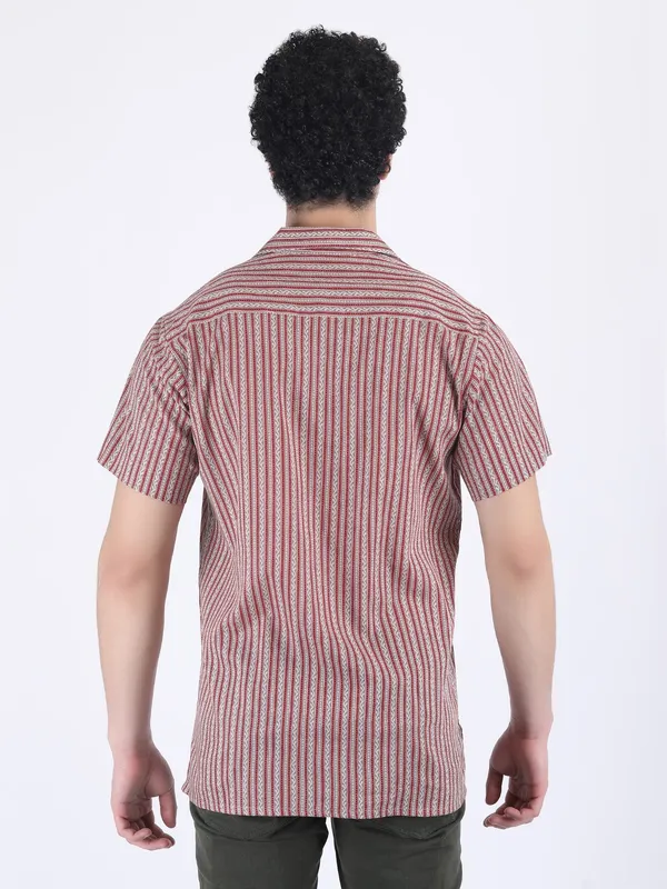 Red_And_Grey_Cotton_Striped_Summer_Shirt_For_Men