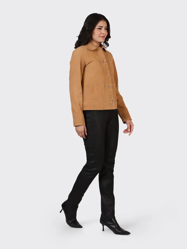 Brown_Suede_Leather_Sand_Jacket_For_Women