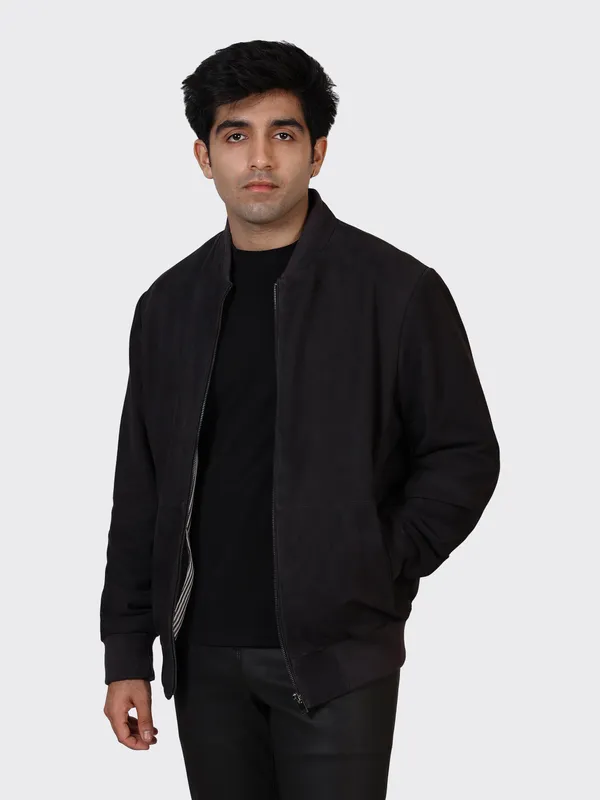 Black_Suede_Leather_Navy_College_Jacket_For_Men