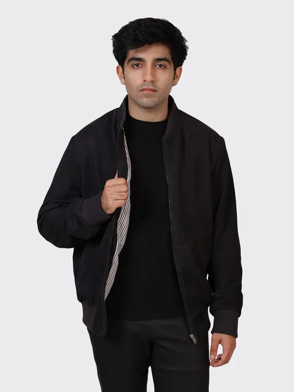 Black_Suede_Leather_Navy_College_Jacket_For_Men