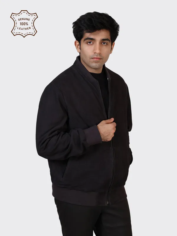 Black_Suede_Leather_Navy_College_Jacket_For_Men