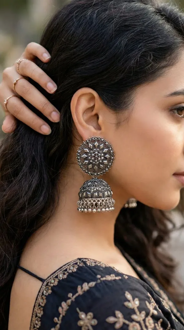 Silver_Alloy_Oxidized_Antique_Floral_Stud_Jhumka_Earrings_For_Women