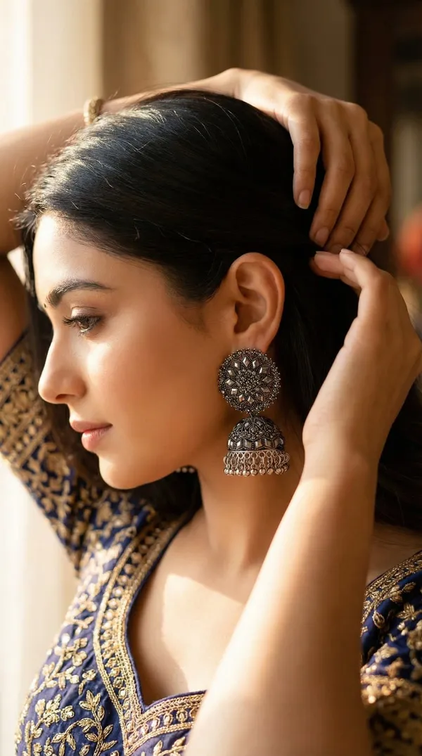 Silver_Alloy_Oxidized_Antique_Floral_Stud_Jhumka_Earrings_For_Women