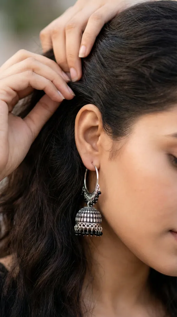 Green_Silver_Plated_Alloy_Red_Bead_Accent_Hoop_Jhumka_Earrings_For_Women