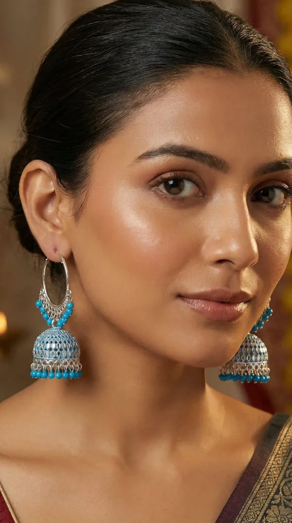 Brown_Silver_Plated_Alloy_Red_Bead_Accent_Hoop_Jhumka_Earrings_For_Women