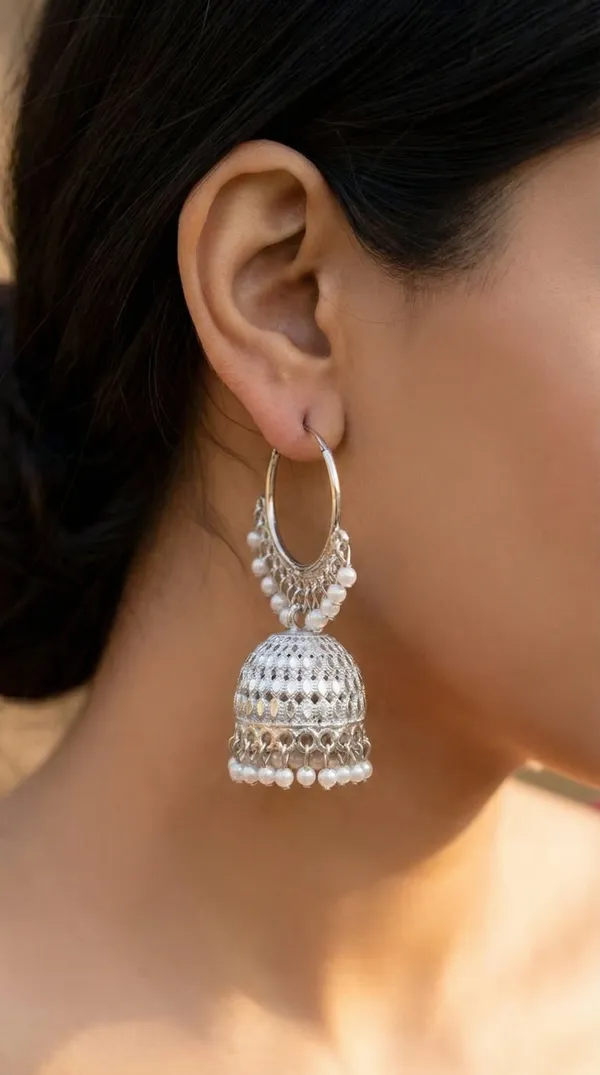 Brown_Silver_Plated_Alloy_Red_Bead_Accent_Hoop_Jhumka_Earrings_For_Women