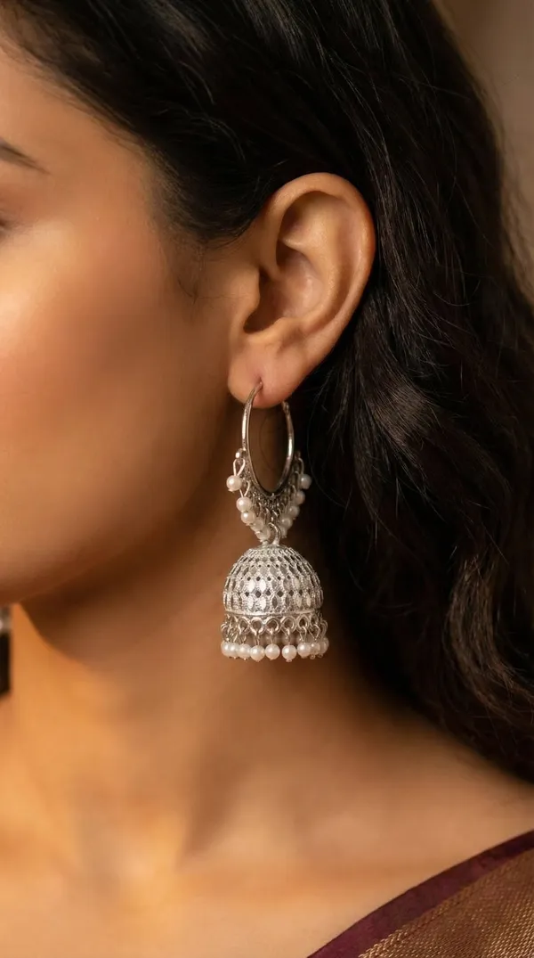 Brown_Silver_Plated_Alloy_Red_Bead_Accent_Hoop_Jhumka_Earrings_For_Women
