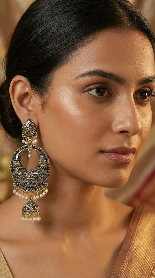 Gold_Alloy_Plated_Antique_Finish_Chandbali_Jhumka_Earrings_For_Women