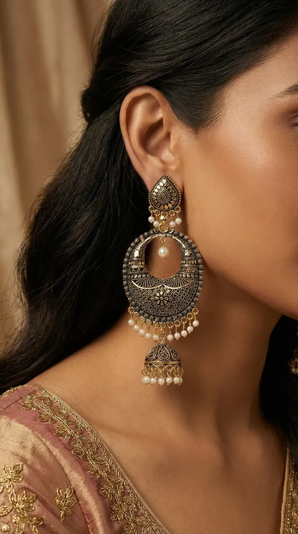 Gold_Alloy_Plated_Antique_Finish_Chandbali_Jhumka_Earrings_For_Women