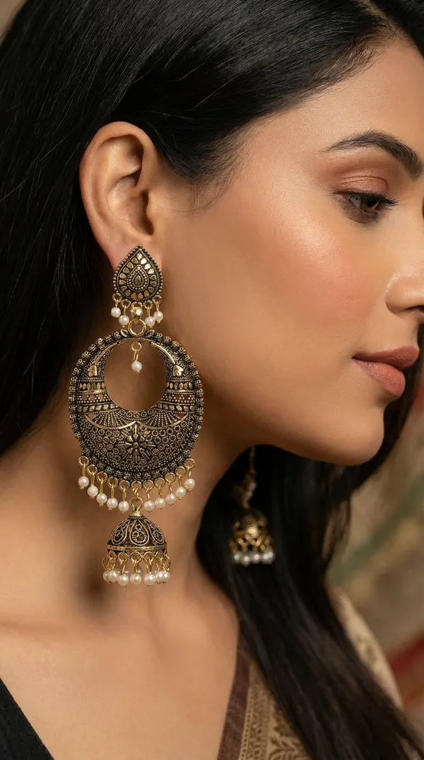 Gold_Alloy_Plated_Antique_Finish_Chandbali_Jhumka_Earrings_For_Women