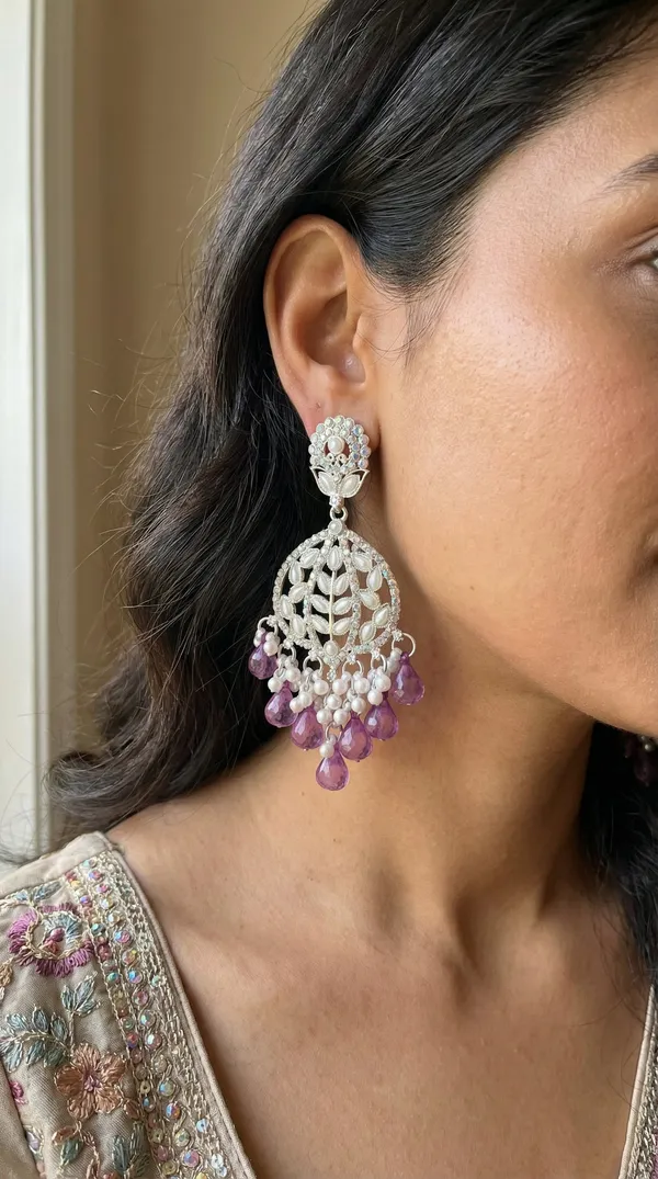 Purple_Silver_Plated_Alloy_Floral_Chandelier_Earrings_For_Women