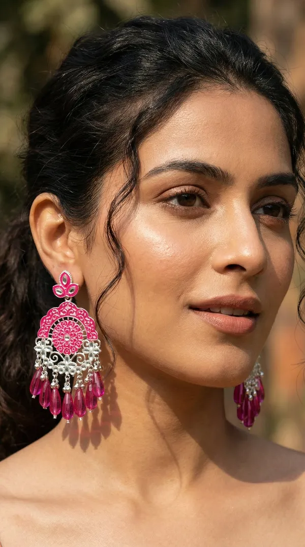 Dark_Pink_Silver_Plated_Alloy_Emerald_Meenakari_Chandbali_Earrings_For_Women
