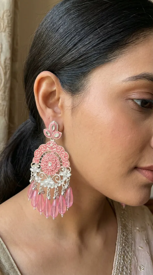 Dark_Pink_Silver_Plated_Alloy_Emerald_Meenakari_Chandbali_Earrings_For_Women