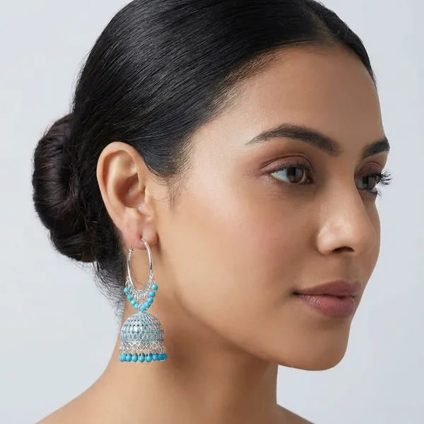 Blue_Silver_Plated_Alloy_Red_Bead_Accent_Hoop_Jhumka_Earrings_For_Women
