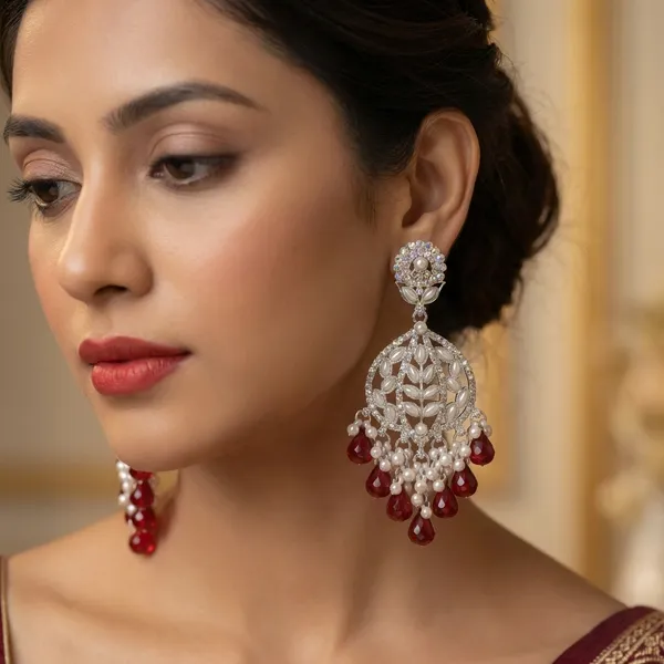 Red_Silver_Plated_Alloy_Floral_Chandelier_Earrings_For_Women