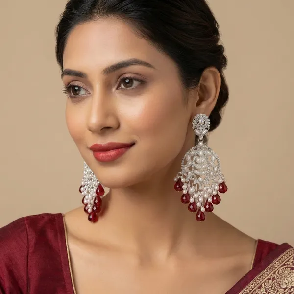 Red_Silver_Plated_Alloy_Floral_Chandelier_Earrings_For_Women