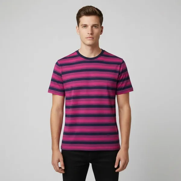 Pink_Cotton_Striped_Tshirt_For_Men