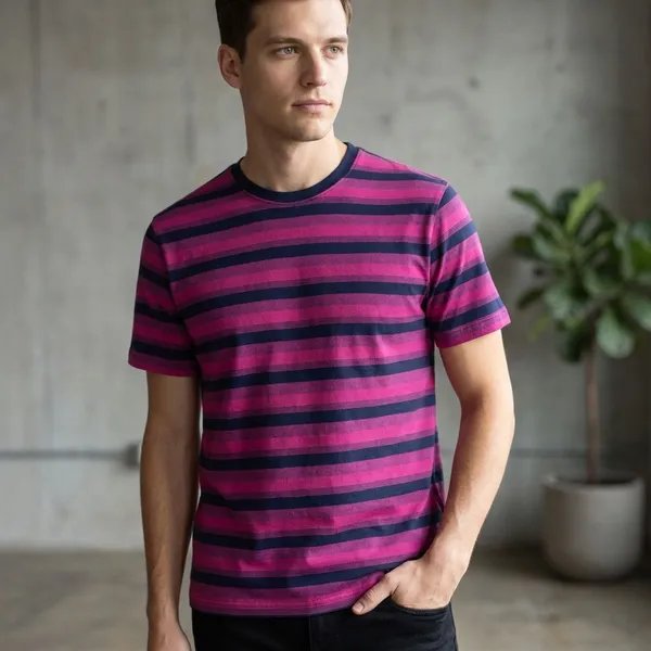 Pink_Cotton_Striped_Tshirt_For_Men