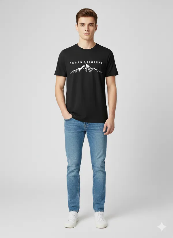 Black_Cotton_Mountain_Graphic_Tshirt_For_Men