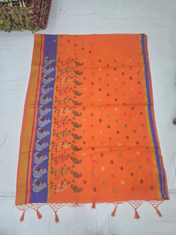 Orange_Cotton_Traditional_Saree_For_Women