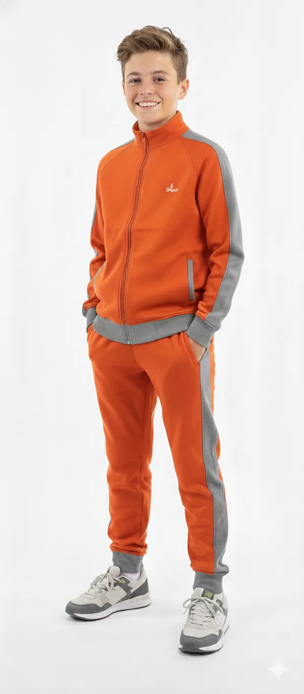 Orange_Cotton_Kids_Winter_Track_Suit_With_Grey_Strip