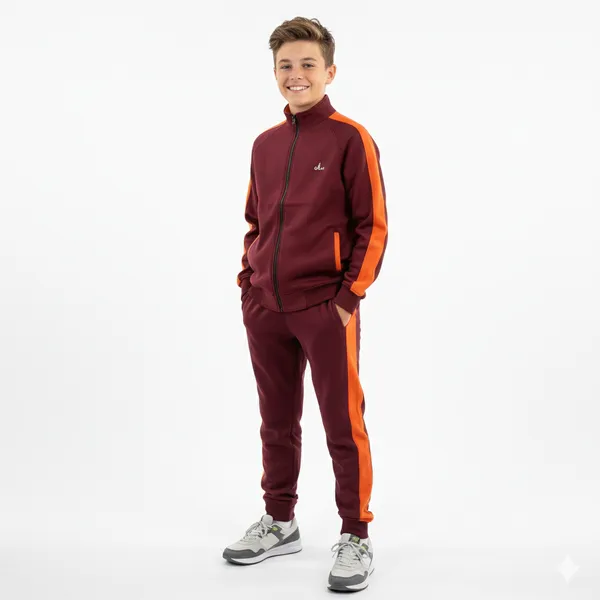 Maroon_Cotton_Kids_Winter_Track_Suit_With_Orange_Strip
