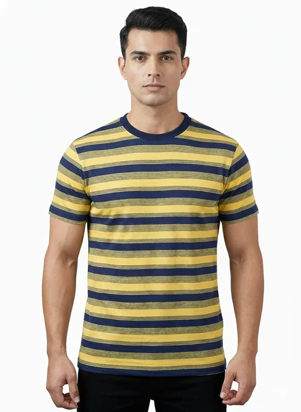 Yellow_Cotton_Striped_Tshirt_For_Men