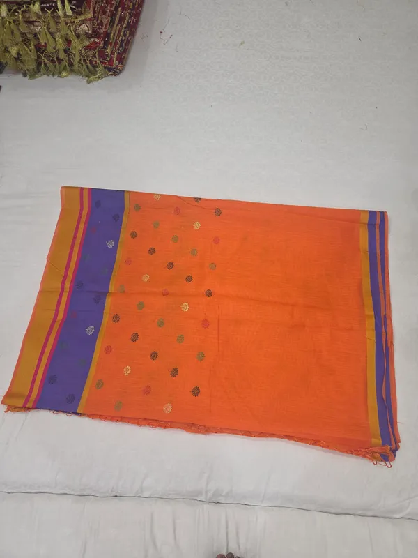 Orange_Cotton_Traditional_Saree_For_Women