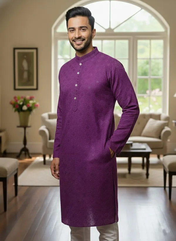 Purple_Cotton_Ethnic_Wear_Kurta_For_Men