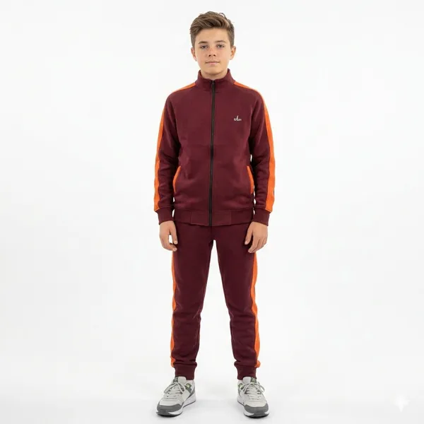 Maroon_Cotton_Kids_Winter_Track_Suit_With_Orange_Strip