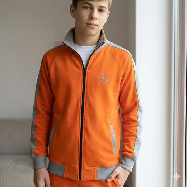 Orange_Cotton_Kids_Winter_Track_Suit_With_Grey_Strip