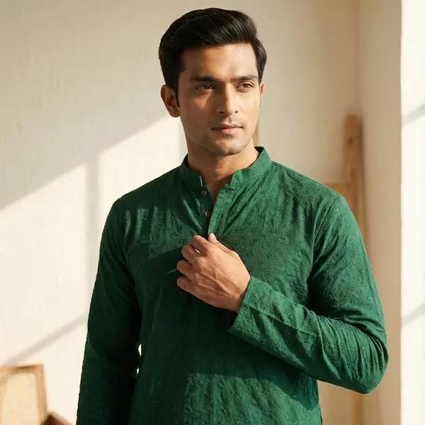 Green_Cotton_Ethnic_Wear_Kurta_For_Men