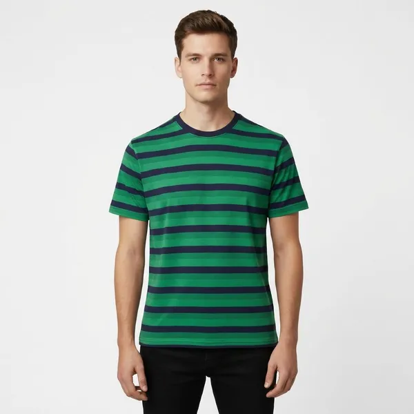 Green_Cotton_Striped_Tshirt_For_Men