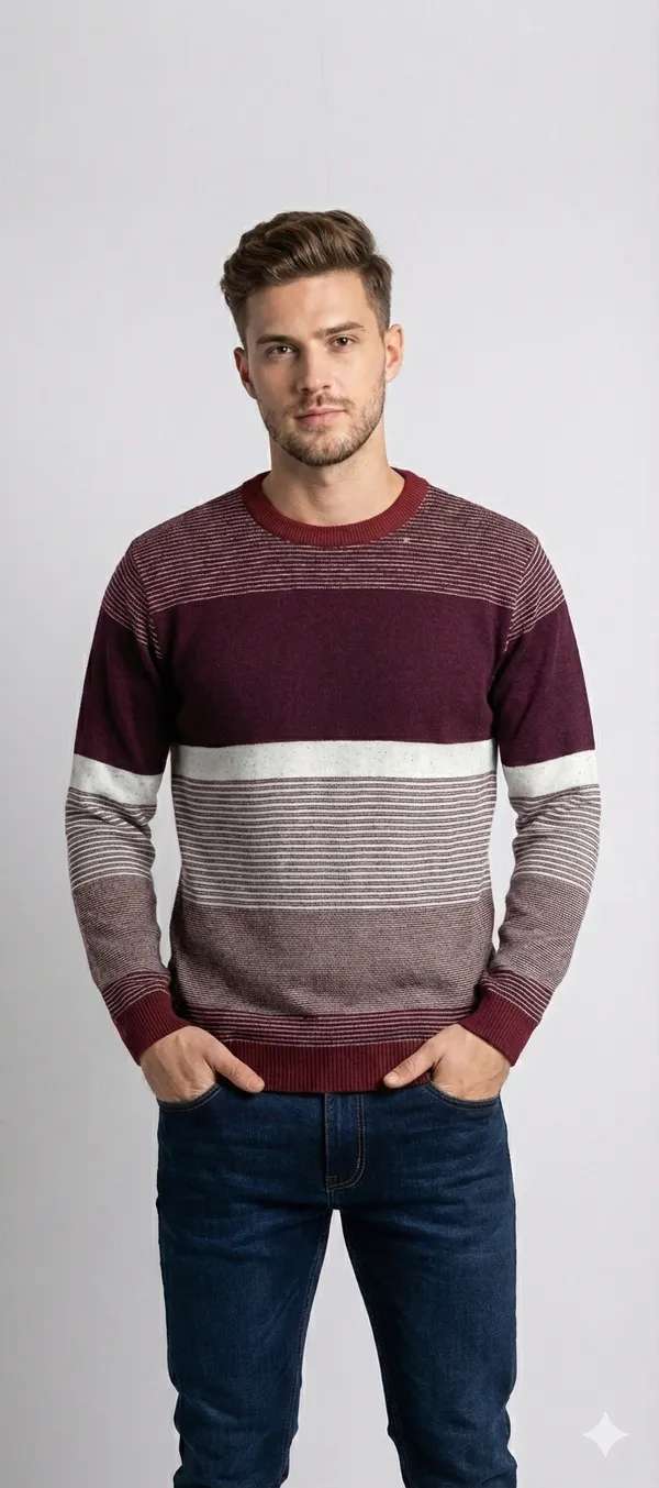 Maroon_Cotton_Striped_Sweatshirt_For_Men