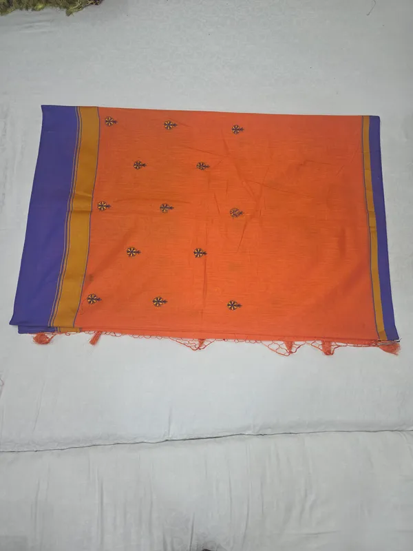 Orange_Cotton_Ethnic_Printed_Saree_For_Women