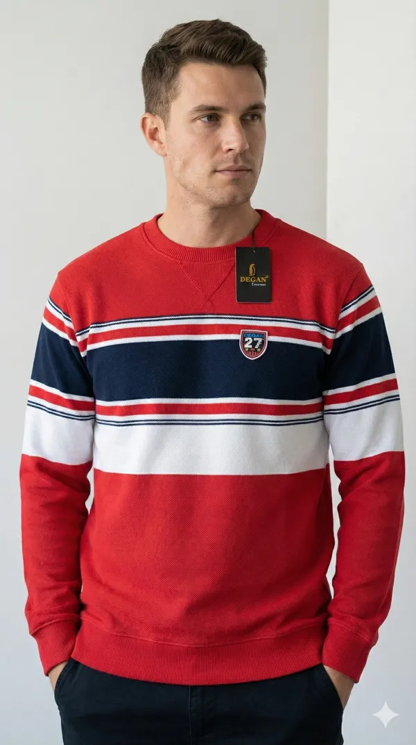 Red_Cotton_Striped_Sweatshirt_For_Men