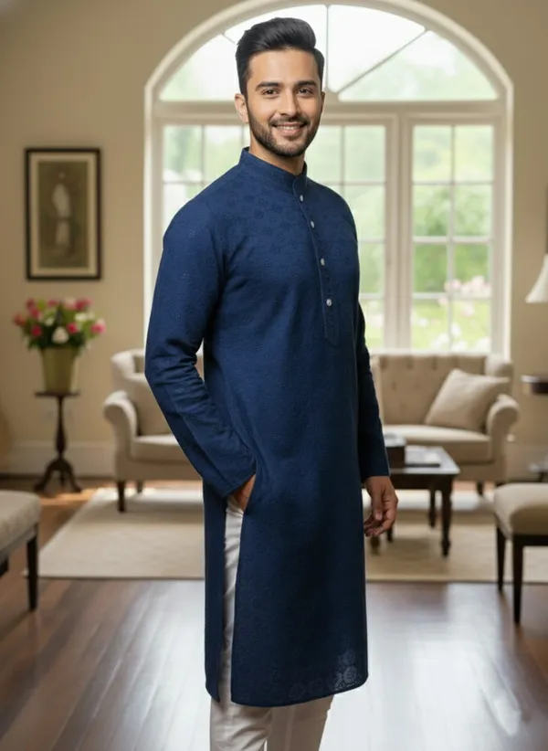 Blue_Cotton_Ethnic_Wear_Kurta_For_Men