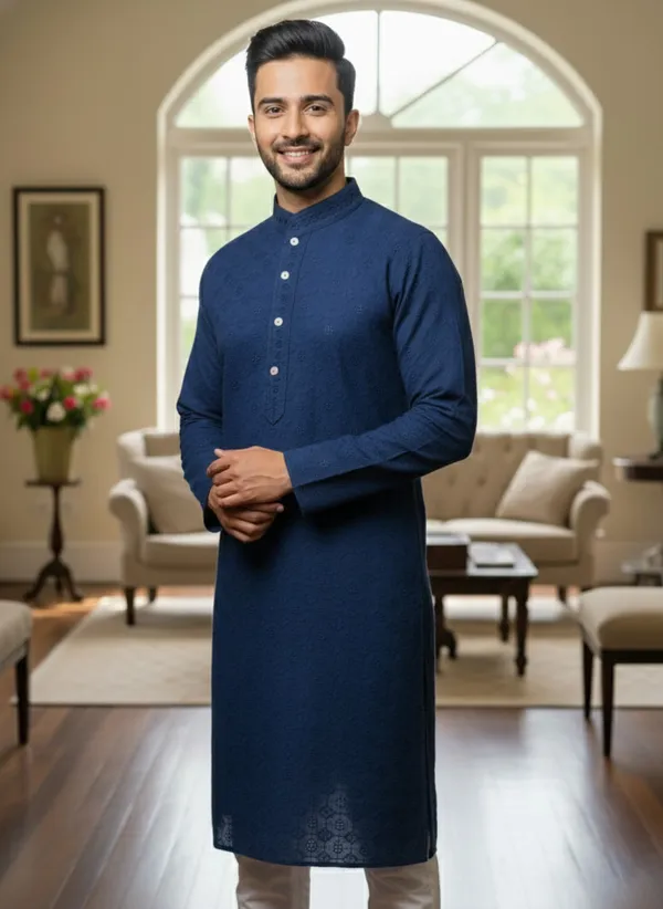 Blue_Cotton_Ethnic_Wear_Kurta_For_Men