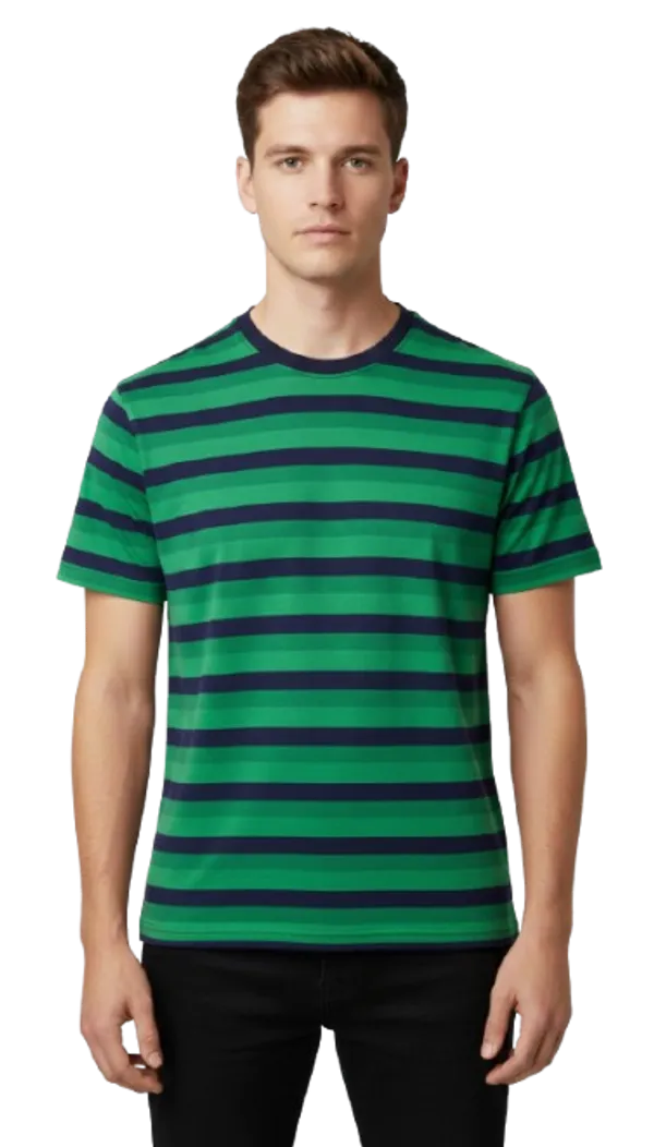 Green_Cotton_Striped_Tshirt_For_Men