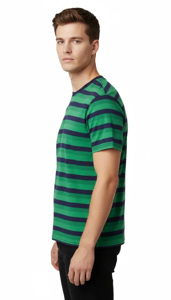 Green_Cotton_Striped_Tshirt_For_Men