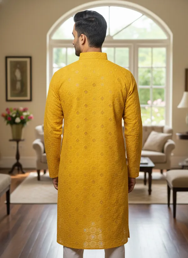 Yellow_Cotton_Ethnic_Wear_Kurta_For_Men