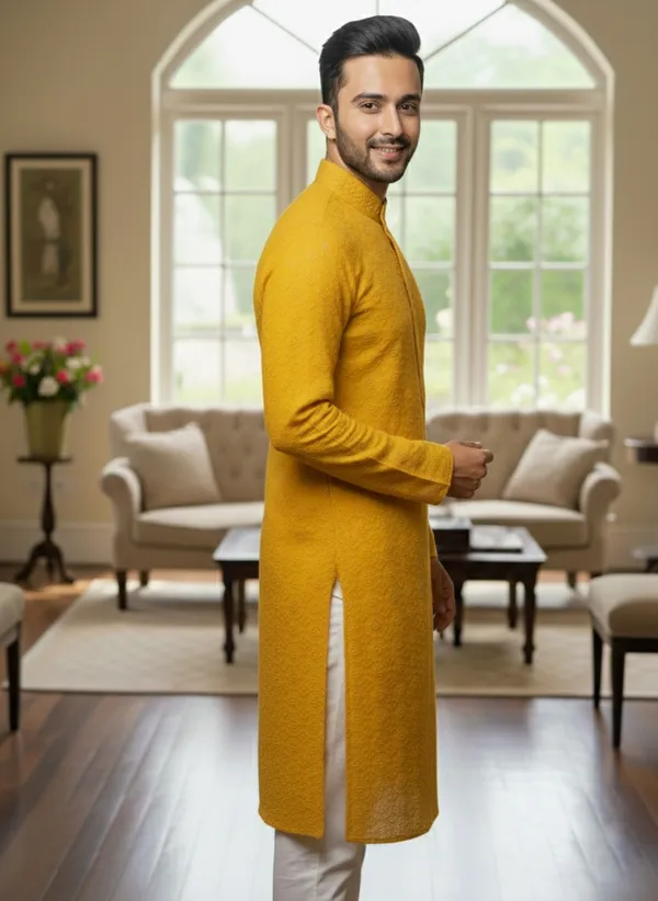 Yellow_Cotton_Ethnic_Wear_Kurta_For_Men
