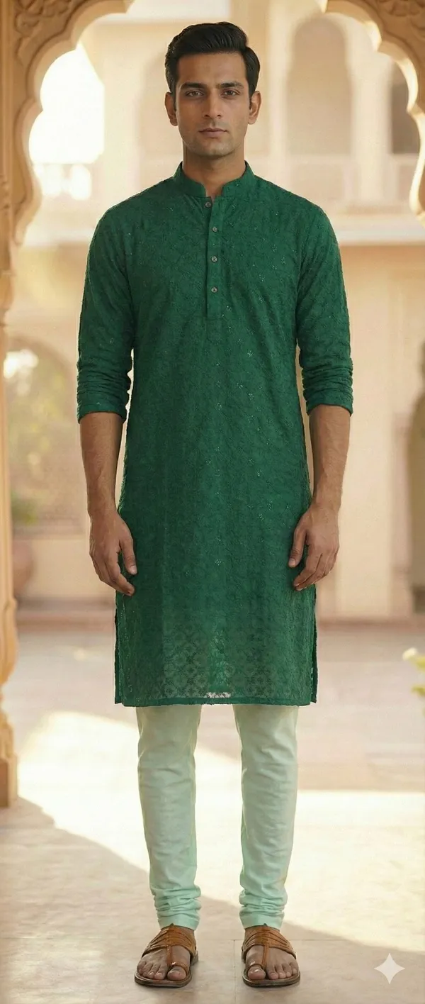 Green_Cotton_Ethnic_Wear_Kurta_For_Men