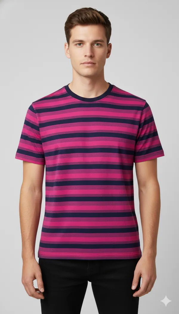 Pink_Cotton_Striped_Tshirt_For_Men