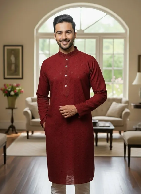 Maroon_Cotton_Ethnic_Wear_Kurta_For_Men