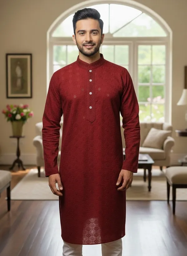 Maroon_Cotton_Ethnic_Wear_Kurta_For_Men
