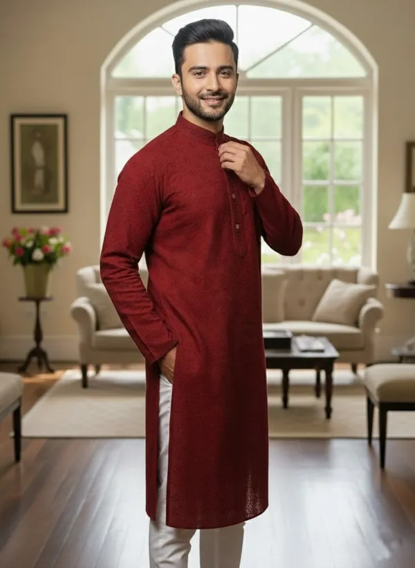 Maroon_Cotton_Ethnic_Wear_Kurta_For_Men