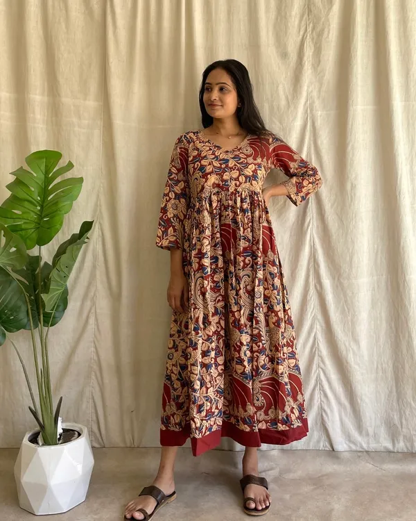 Maroon_Cotton_Premium_Dress_For_Women