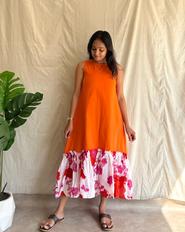 Orange_Cotton_Premium_Dress_For_Women